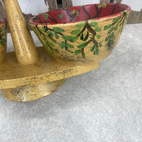 Vtg Kustom Kraft Black Walnut Spinning Serving Tray Mid Century Mod 2 Bowls - Picture 8 of 9